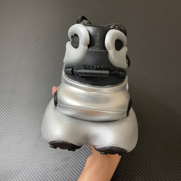 Balmain Unicorn Leather Low-Top Black And White Loafers - Picture 4 of 9